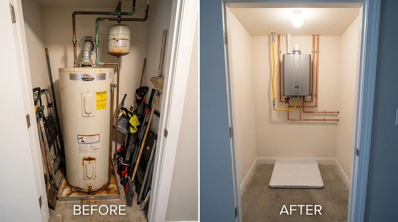 Tank water heater versus wall-mounted tankless unit comparison for Gunnison, UT homeowners
